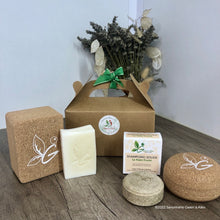 Charger l'image dans la galerie, Coffret cadeau 1Savon+1shampoing+2 écrins en liège savon et shampoing